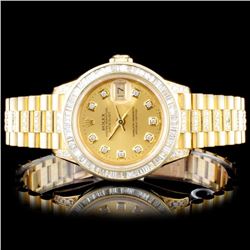 Rolex 18K YG DateJust 4.00ct Diamond Ladies Watch