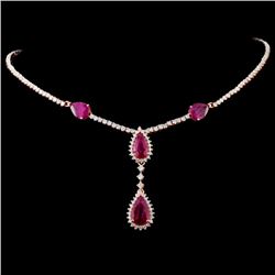 14K Rose Gold 6.93ct Ruby & 3.54ctw Diamond Neckla