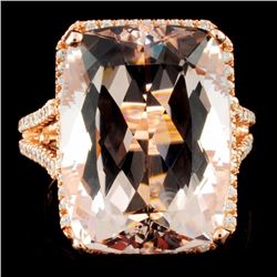 14K Gold 19ct Morganite & 0.50ctw Diamond Ring