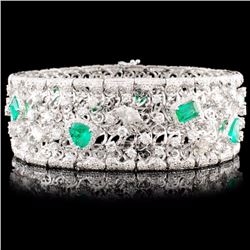 18K Gold 5.58ct Emerald & 10.30ctw Diamond Bracele