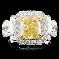 *GIA 18K Gold 3.39ctw Fancy Diamond Ring