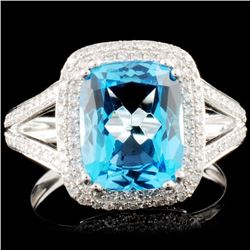 14K Gold 3.39ct Topaz & 0.44ctw Diamond Ring