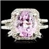 Image 1 : 14K Gold 5.40ct Kunzite & 0.44ctw Diamond Ring