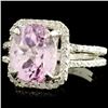 Image 2 : 14K Gold 5.40ct Kunzite & 0.44ctw Diamond Ring