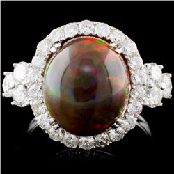 14K Gold 4.45ct Opal & 1.43ctw Diamond Ring