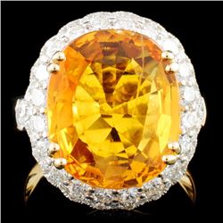 14K Gold 8.75ct Sapphire & 1.23ctw Diamond Ring