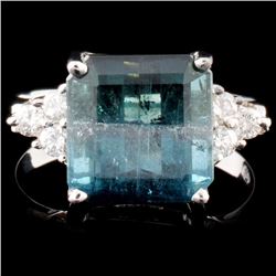 14K Gold 6.42ct Tourmaline & 0.26ctw Diamond Ring