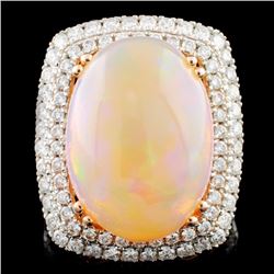 14K Gold 9.50ct Opal & 1.35ctw Diamond Ring