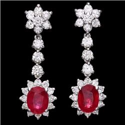 `14k Gold 5ct Ruby 2.50ct Diamond Earrings