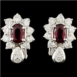 18K Gold 1.26ctw Ruby & 1.07ctw Diamond Earrings
