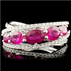 18K Gold 1.67ct Ruby & 0.29ctw Diamond Ring