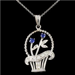 14K Gold 0.27ctw Sapphire & 0.40ctw Diamond Pendan