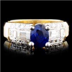14K Gold 0.73ct Sapphire & 0.58ctw Diamond Ring