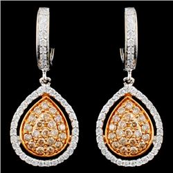 14K Gold 0.76ctw Fancy Color Diamond Earrings