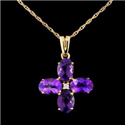 14K Gold 4.10ct Amethyst & 0.02ctw Diamond Pendant