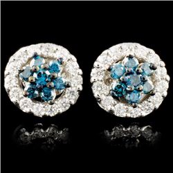 14K Gold 0.76ctw Fancy Color Diamond Earrings