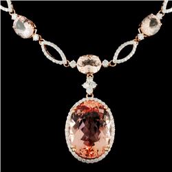 14K Gold 44.18ctw Morganite & 4.25ctw Diamond Neck