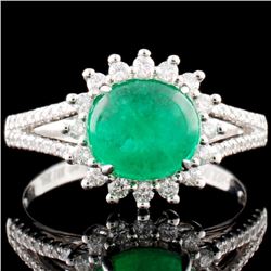 18K Gold 1.38ct Emerald & 0.34ctw Diamond Ring