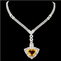 18K Gold 11.46ct Sapphire & 5.27ctw Diamond Neckla