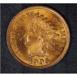 1906 INDIAN HEAD CENT, GEM BU RED