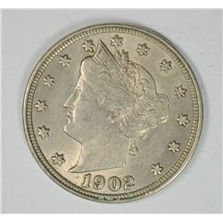 1902 LIBERTY NICKEL, AU/BU