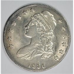 1836 CAPPED BUST HALF DOLLAR, AU/BU  GORGEOUS!