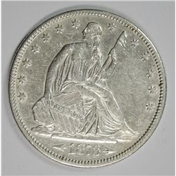 1873 WITH ARROWS SEATED HALF DOLLAR, AU+