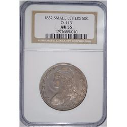 1832 CAPPED BUST HALF DOLLAR, NGC AU-55
