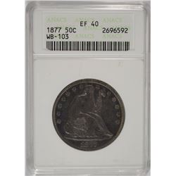 1877 SEATED HALF DOLLAR, ANACS EF-40