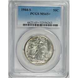 1944-S WALKING LIBERTY HALF DOLLAR, PCGS MS-65+