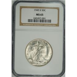 1945-S WALKING LIBERTY HALF NGC MS-65