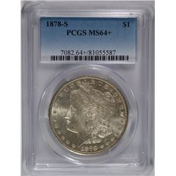 1878-S MORGAN SILVER DOLLAR, PCGS MS-64+