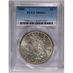 1880 MORGAN SILVER DOLLAR, PCGS MS-63+