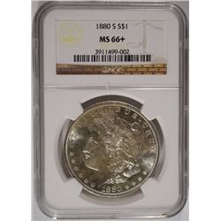 1880-S MORGAN SILVER DOLLAR, NGC MS-66+