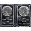 Image 1 : LOT OF ( 2 ) 5 OUNCE .999 SILVER BARS ( SILVERTOWNE )