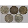 Image 1 : ( 5 ) CIRCULATED PEACE DOLLARS: 1922, 1922-D, 1923, 1923-D & 1926-D