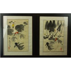 2 Pc Watercolour on Paper Wu Zuoren 1908-1997