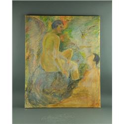 Oil on Canvas Double-sided Figural Painting