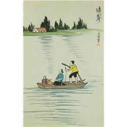 Watercolour on Paper Scroll Feng Zikai 1898-1975