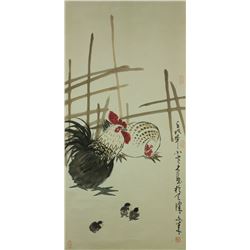 Watercolour on Paper Scroll Signed w/ Artist Seals