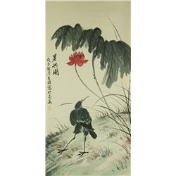 Watercolour on Paper Scroll Li Kuchan 1899-1983