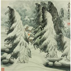 Watercolour on Paper Scroll Yu Zhixue b. 1935