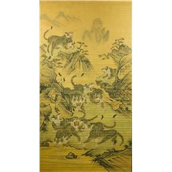 19th Century Chinese Watercolour on Paper Scroll