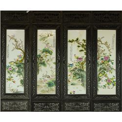 4 Pieces Porcelain Plaques Liu Yucen Zhushan Bayou