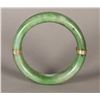 Image 1 : Chinese Double 14K Gold Linked Green Jade Bangle