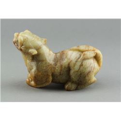 Chinese Green Jade Carved Lion Figure