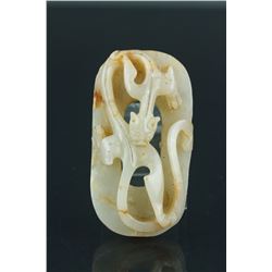 Chinese Han White Jade Carved Dragon Paperweight