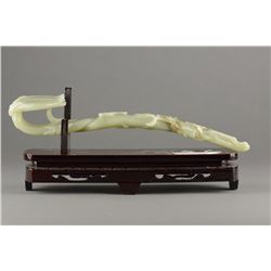 Finely Carved Chinese White Jade Scepter