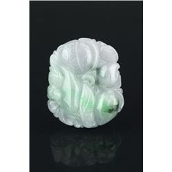 Chinese Green & Lavender Jadeite Carved Pendant