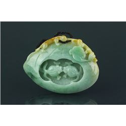 Chinese Green Jadeite Carved Fish Pendant